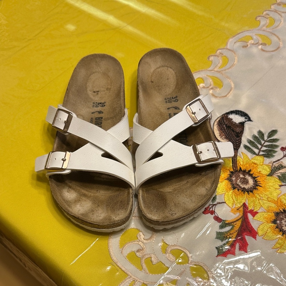 Birkenstock White Cross-Strap Sandals